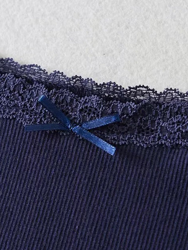 Lace Trim Solid Color Crop Cami Top
