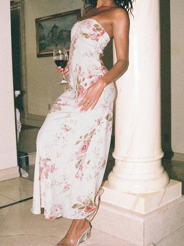 Strapless Floral Maxi Dresses