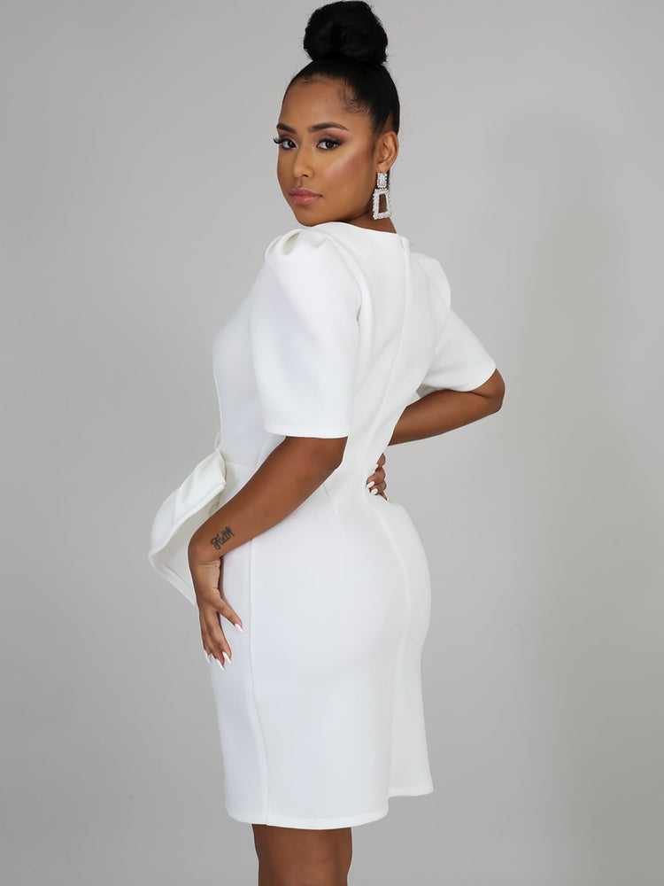 V Neck Ruffle Midi Dress