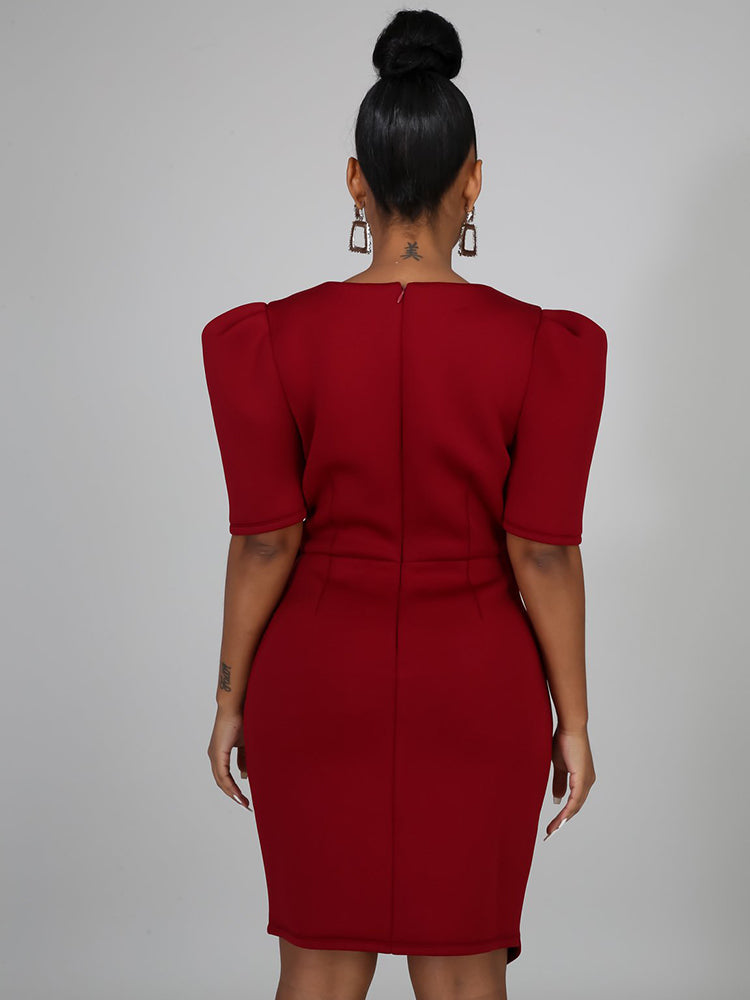 V Neck Ruffle Midi Dress
