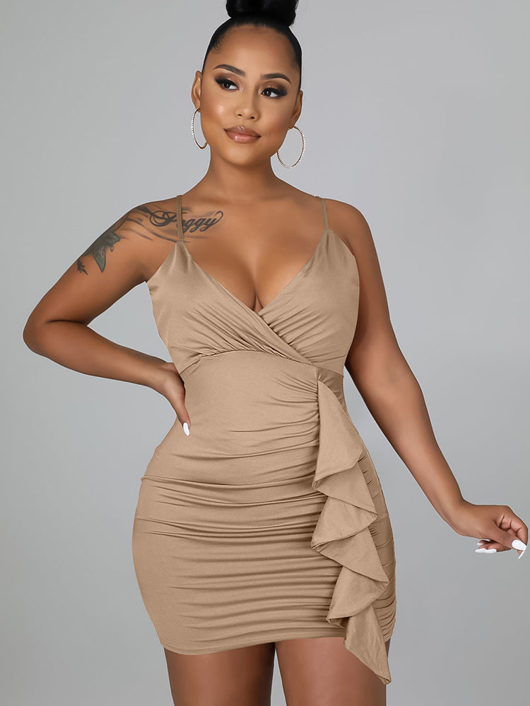 Ruffle Bodycon Ruch Wrap Dress