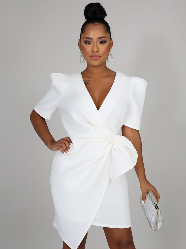 V Neck Ruffle Midi Dress