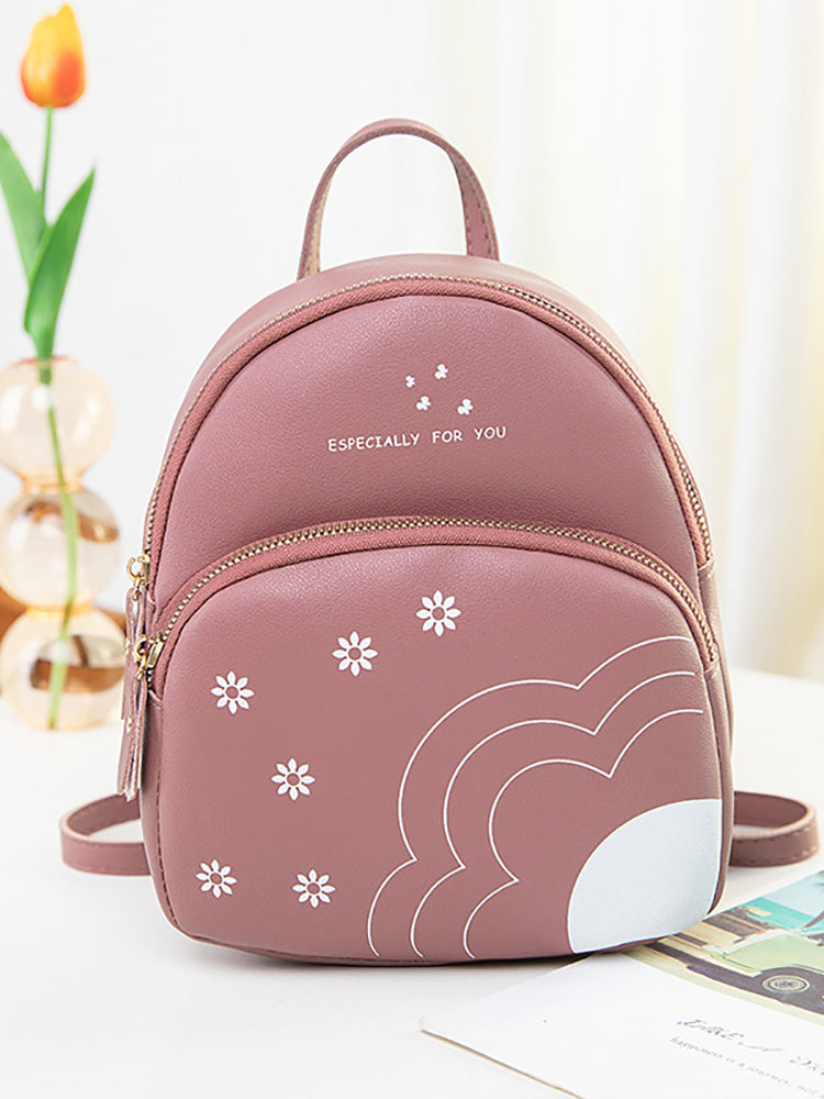 Flower Letter Print Backpack