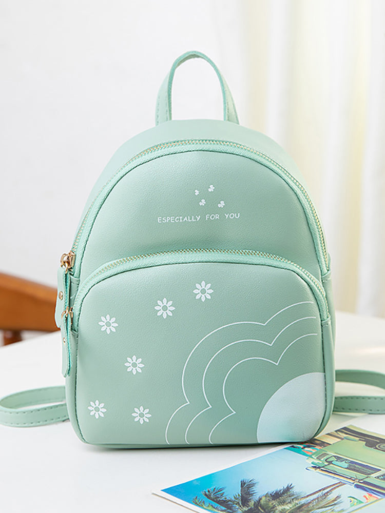 Flower Letter Print Backpack