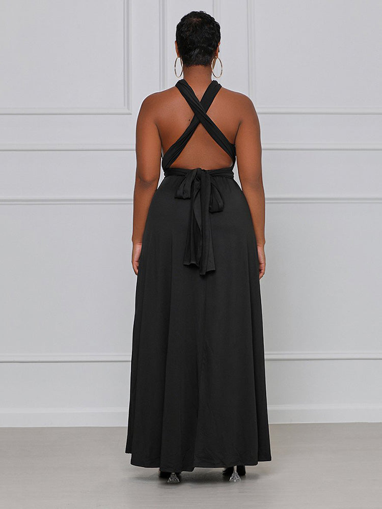 Solid Bandage Slit Dress