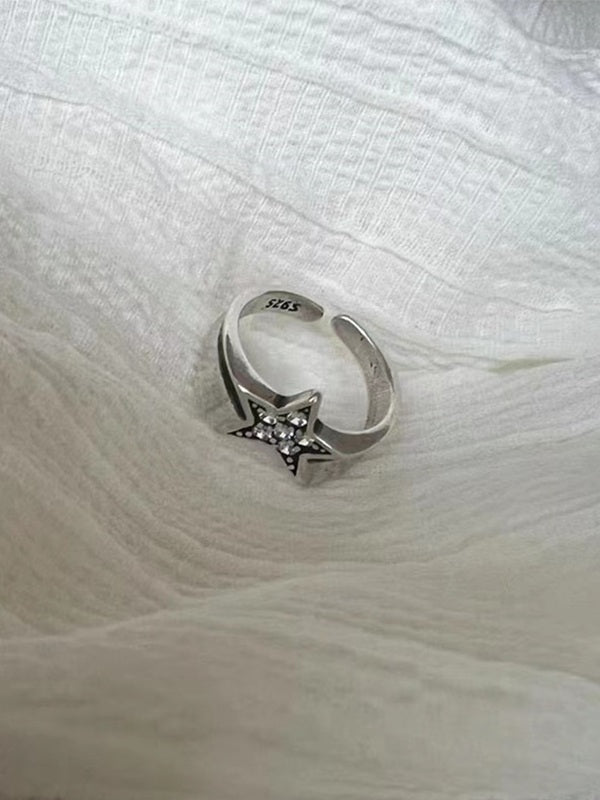 Vintage Rhinestone Star Cuff Ring