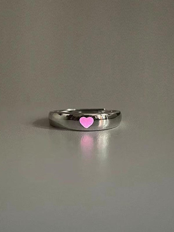 Luminous Heart Pattern Cuff Ring