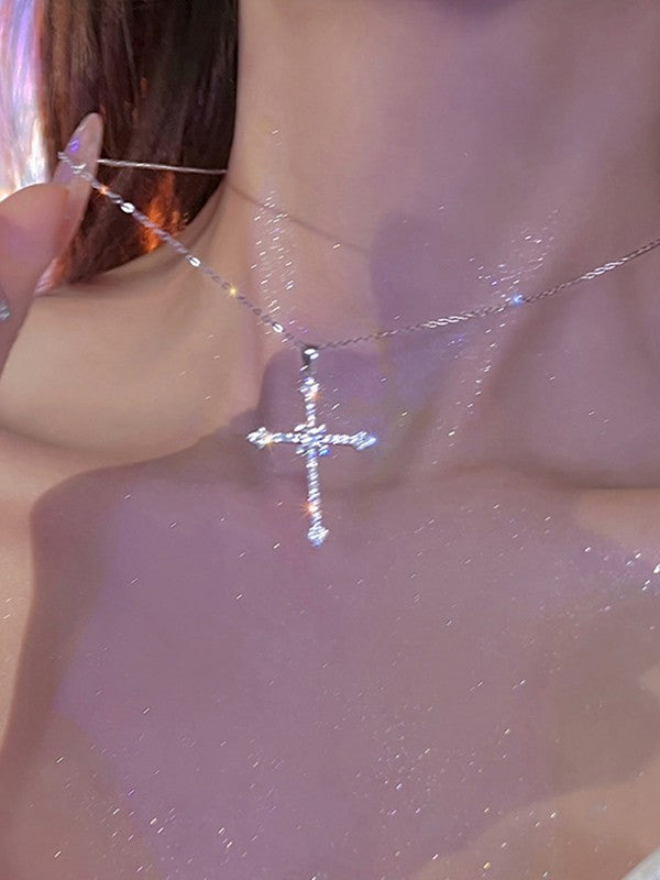Rhinestone Cross Pendant Necklace