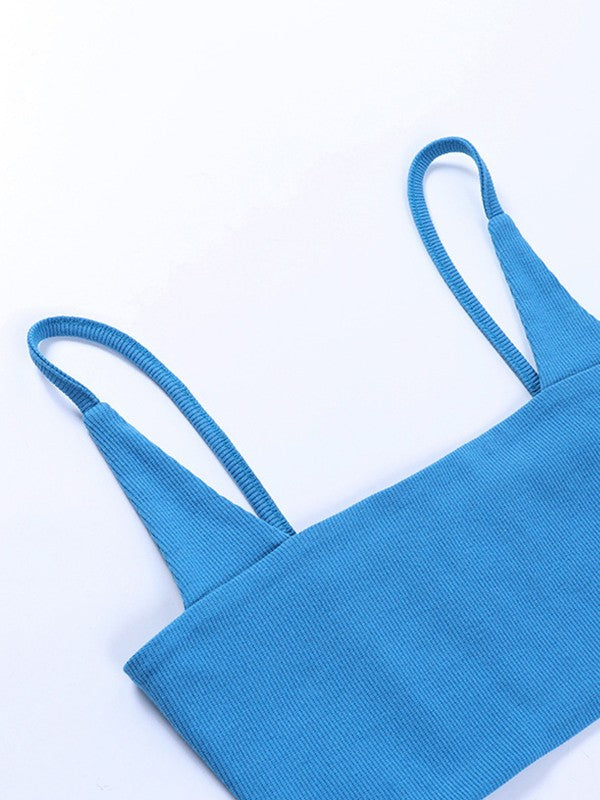 Patchwork Ribbed Knit Crop Cami Top