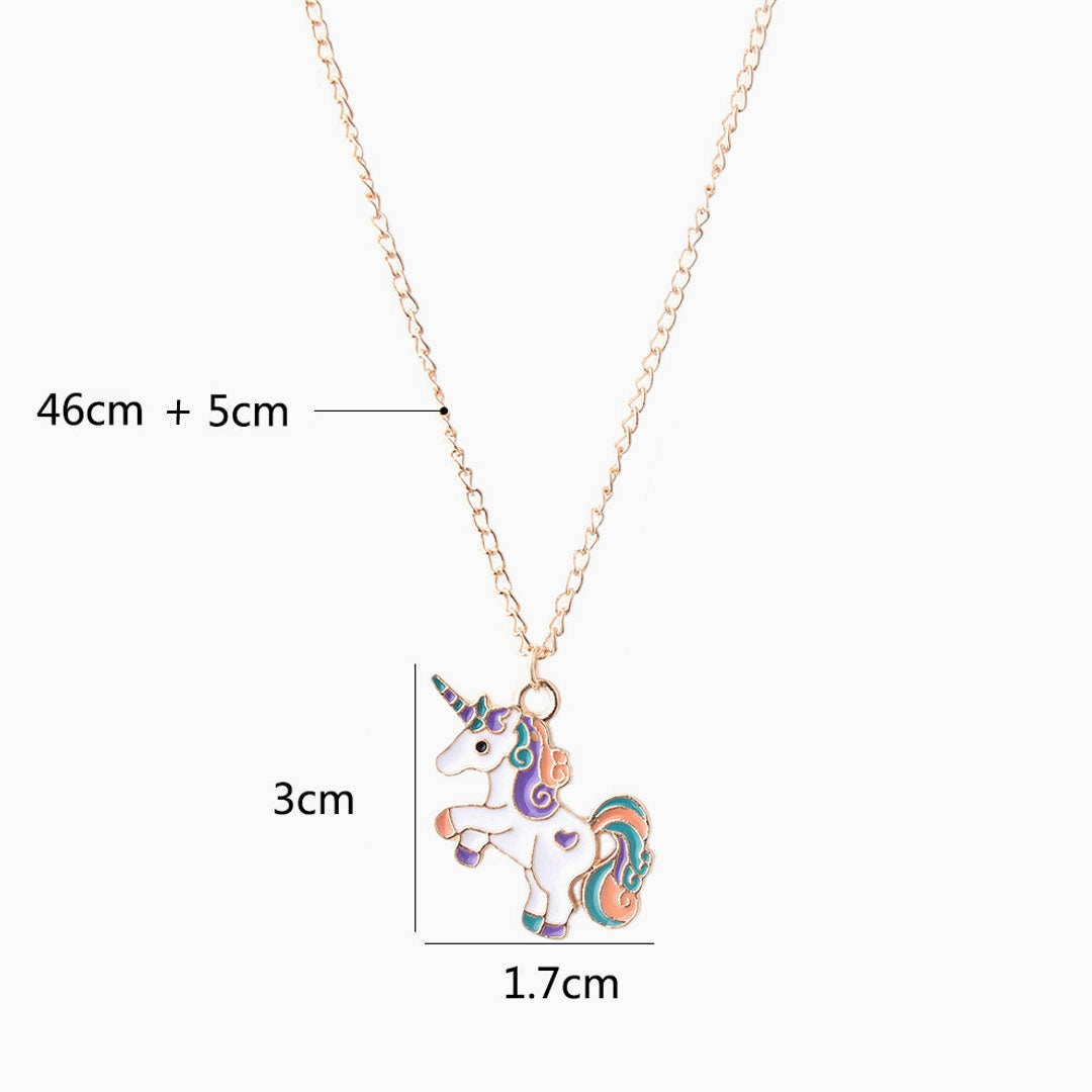 Trim Fly Back Childhood Unicorn Gold Pendant Necklace - Gold