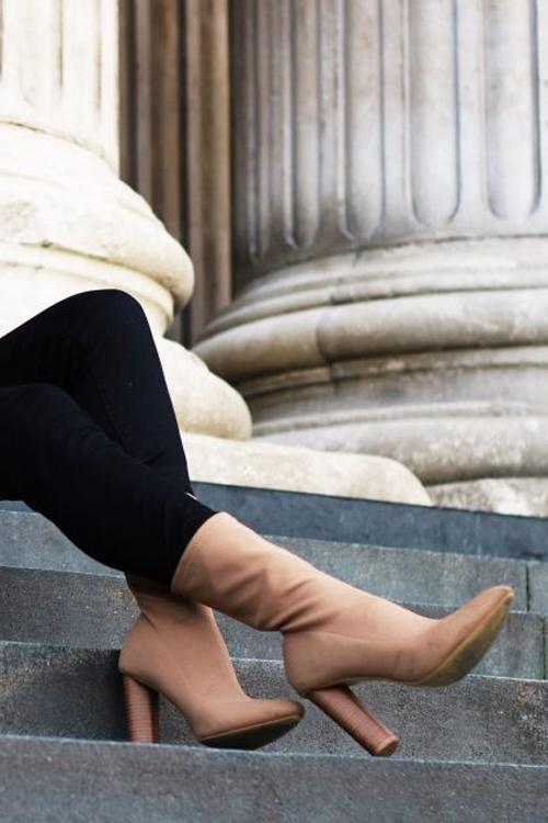 Pointed Toe High Heel Sock Boots