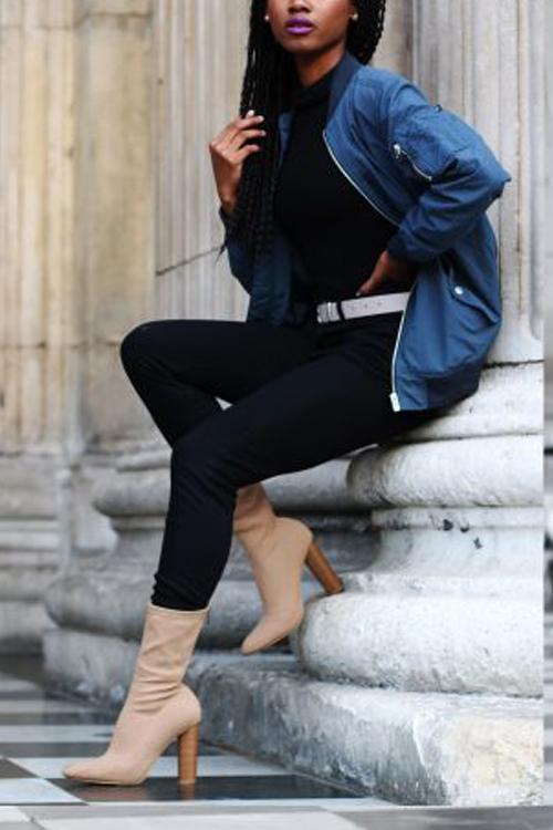 Pointed Toe High Heel Sock Boots