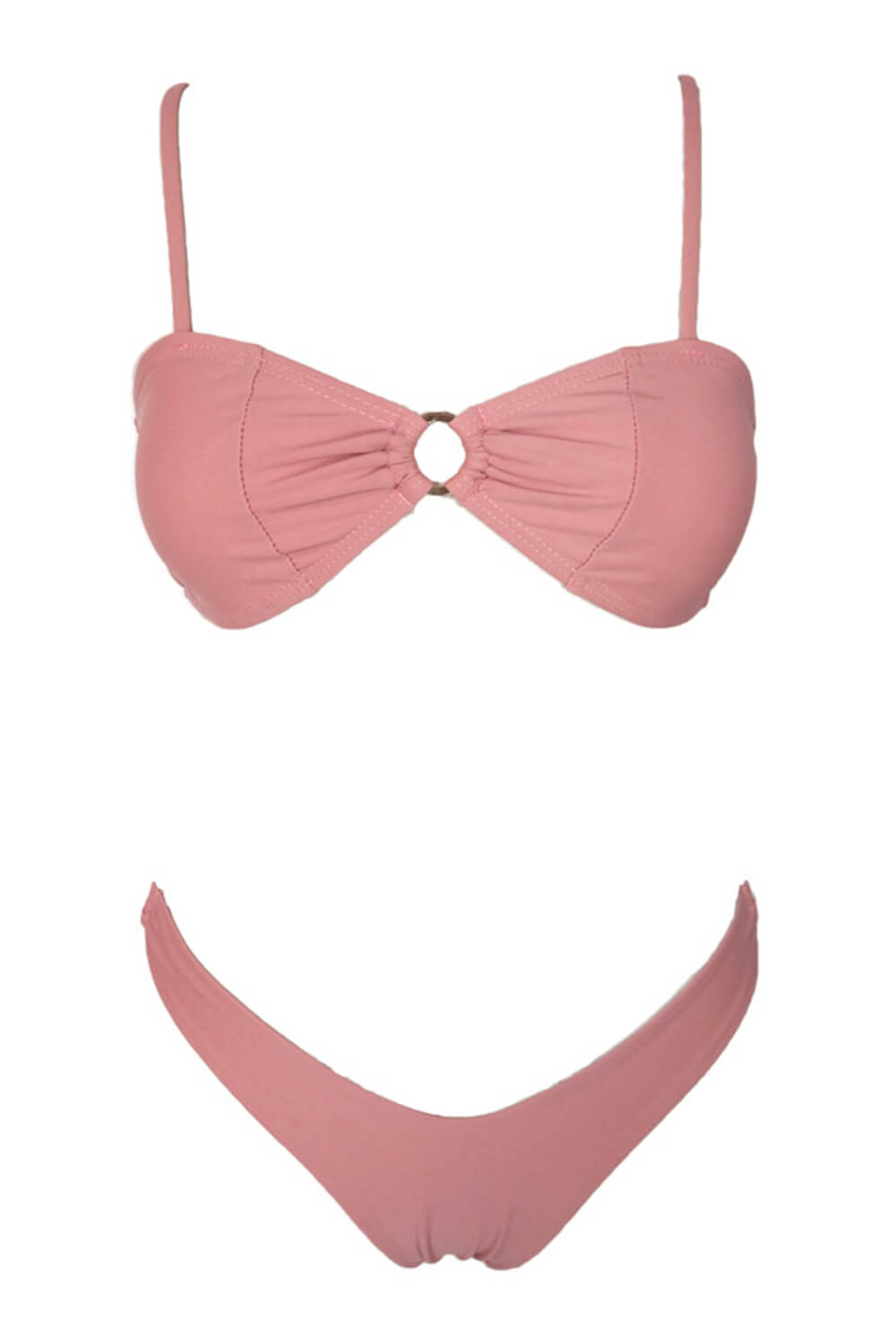 Bandeau High-Cut Bikini Set With Ring Details