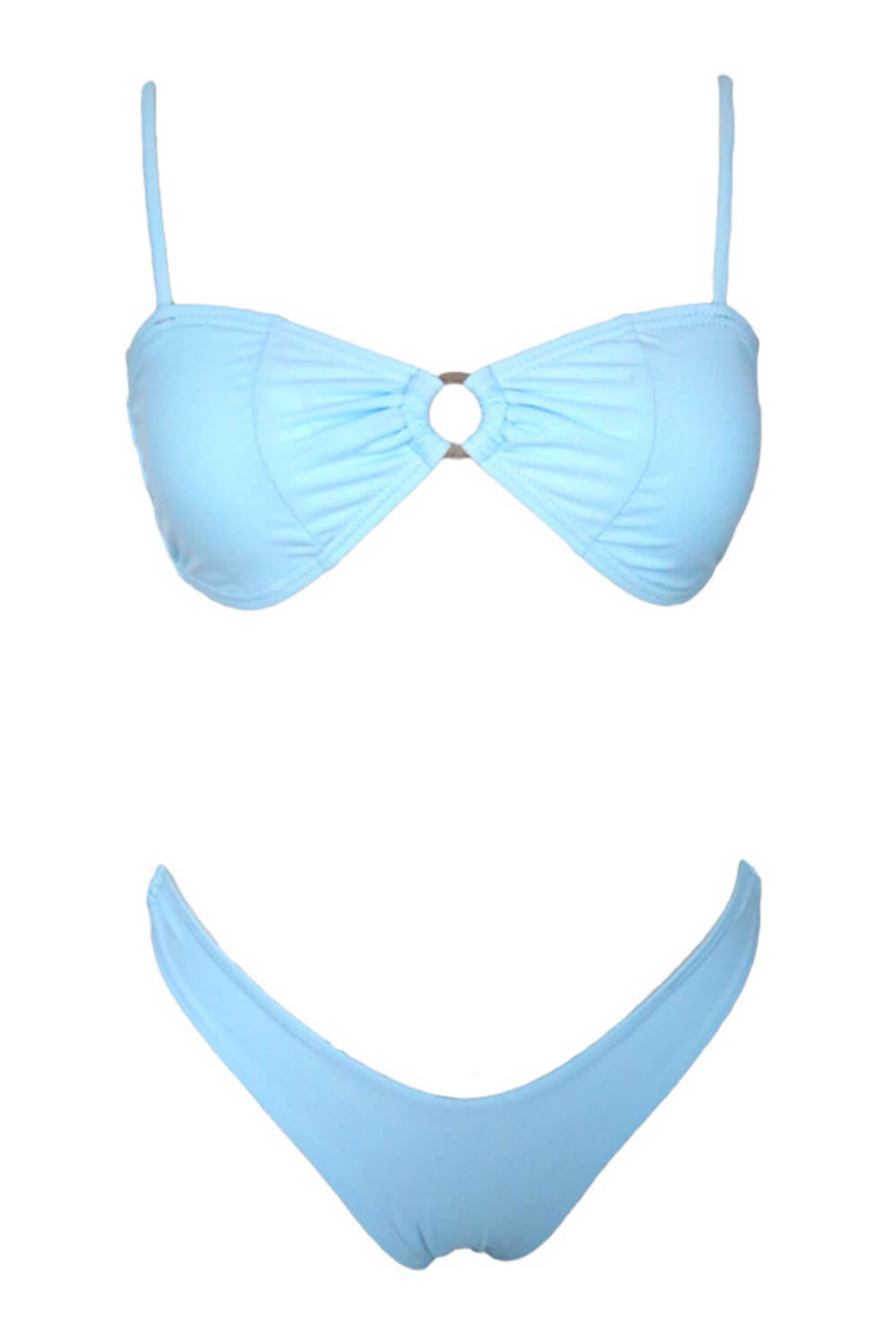 Bandeau High-Cut Bikini Set With Ring Details