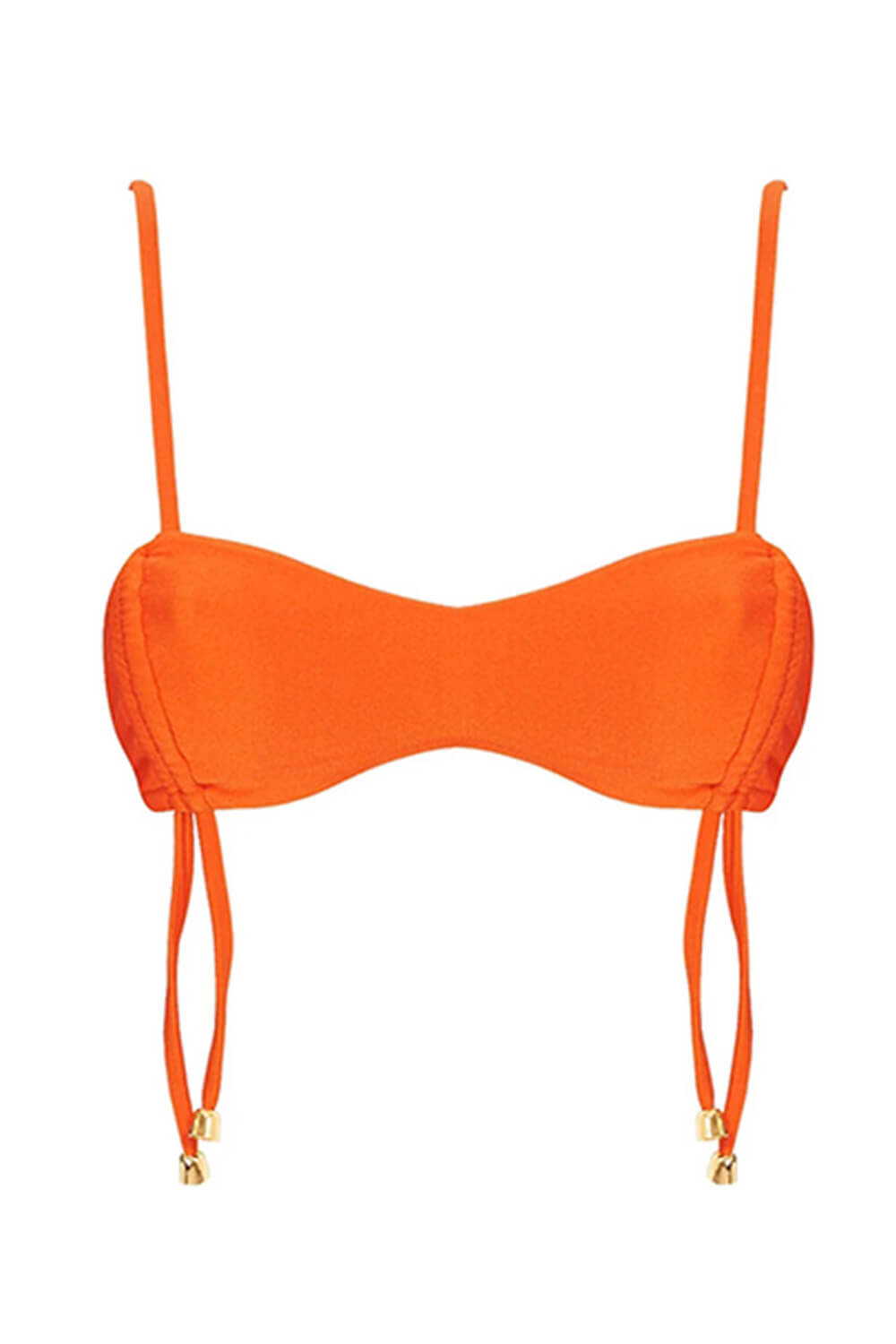 Drawstring Bralette Lace Up Tie Side Bikini Set - Orange