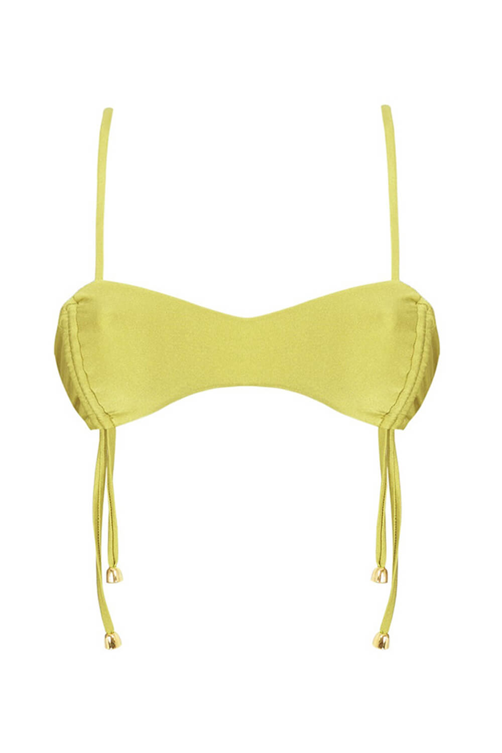 Drawstring Bralette Lace Up Tie Side Bikini Set - Avocado