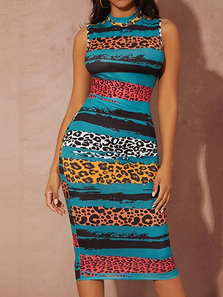 Print Bodycon Midi Dress