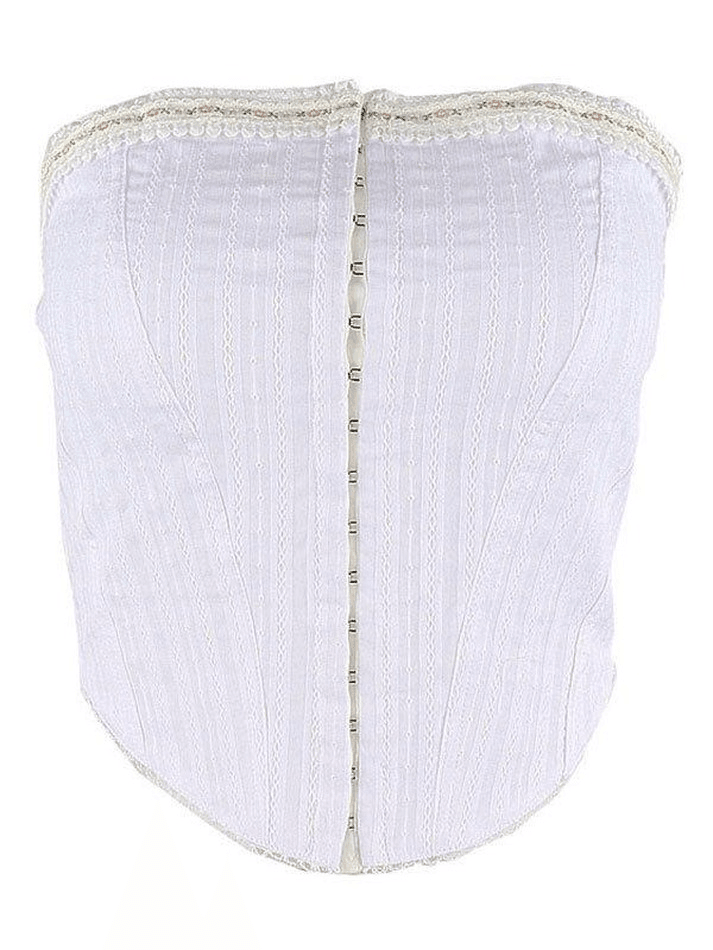Lace Trim Strapless Corset Top