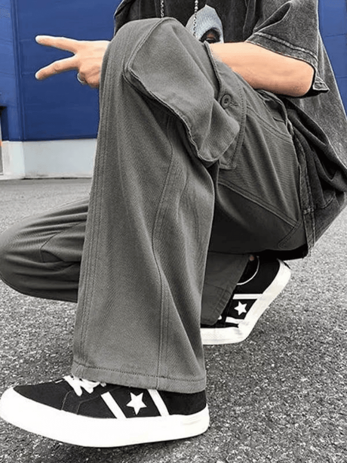 Men's Strap Detail Pocket Loose Cargo Pants