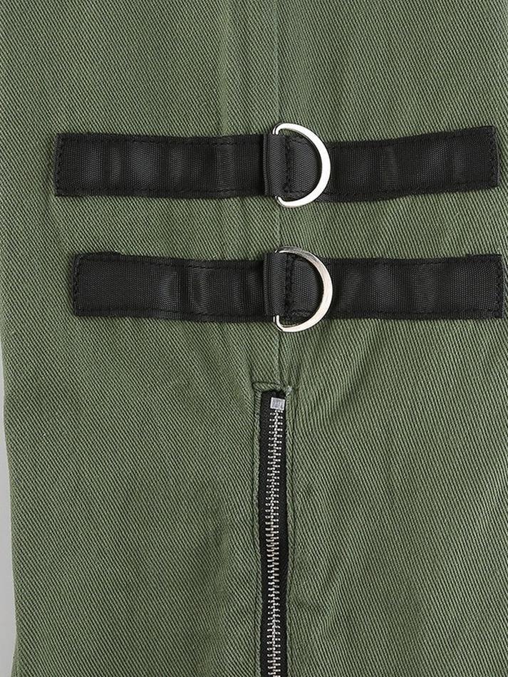 Metal Decor Zipper Cargo Jeans