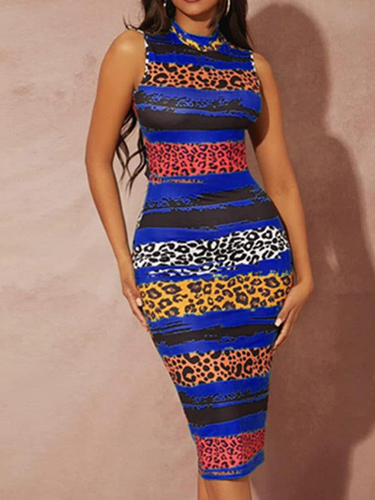 Print Bodycon Midi Dress
