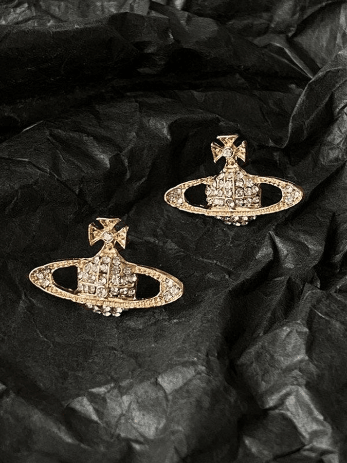 Rhinestone Planet Design Earring