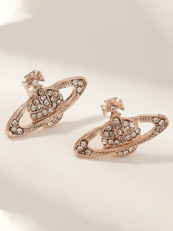 Rhinestone Planet Design Earring