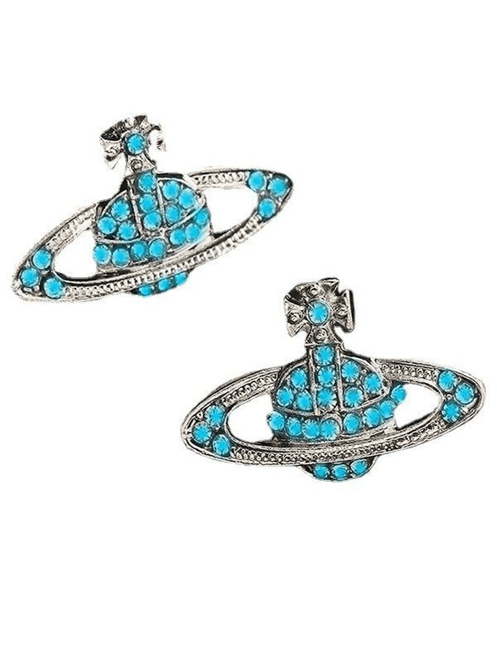 Rhinestone Planet Design Earring