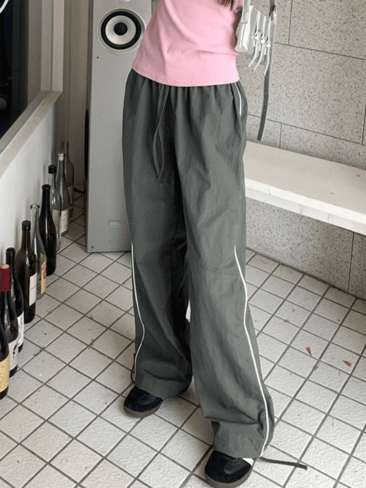 Side Piping Baggy Wide Leg Pants