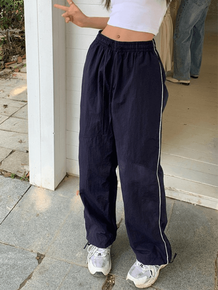 Side Piping Baggy Wide Leg Pants