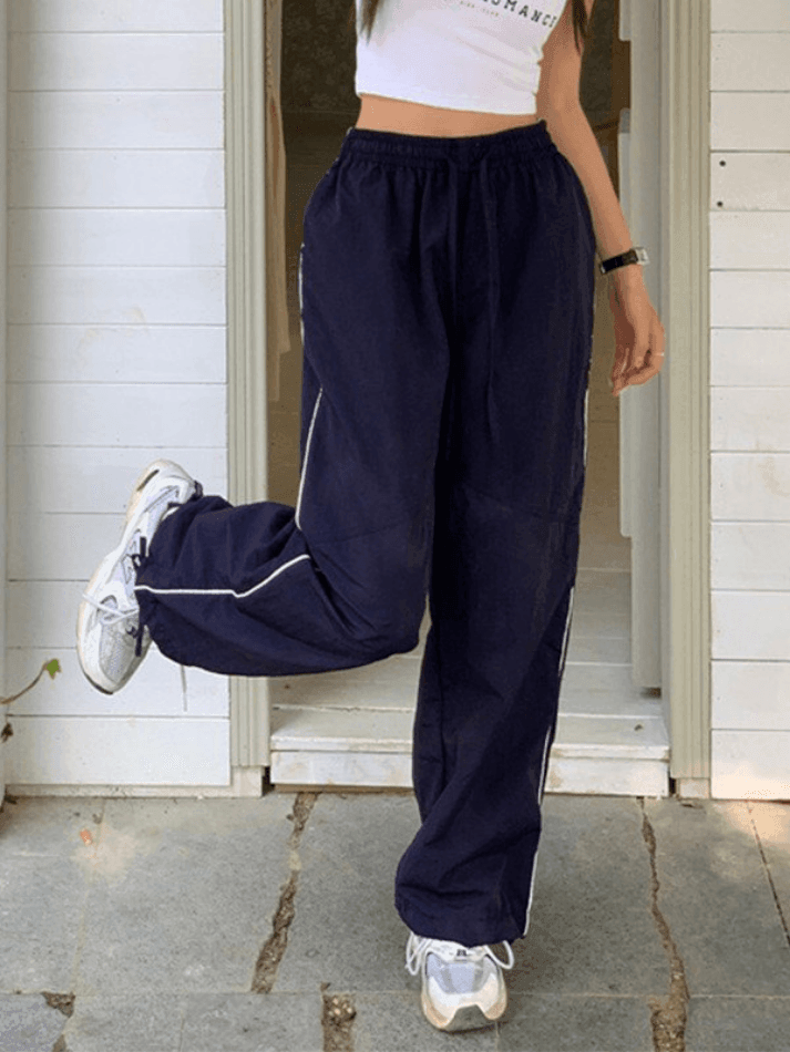 Side Piping Baggy Wide Leg Pants
