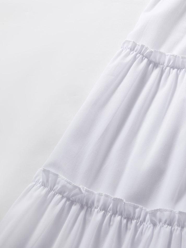 Solid Color Tiered Midi Skirt