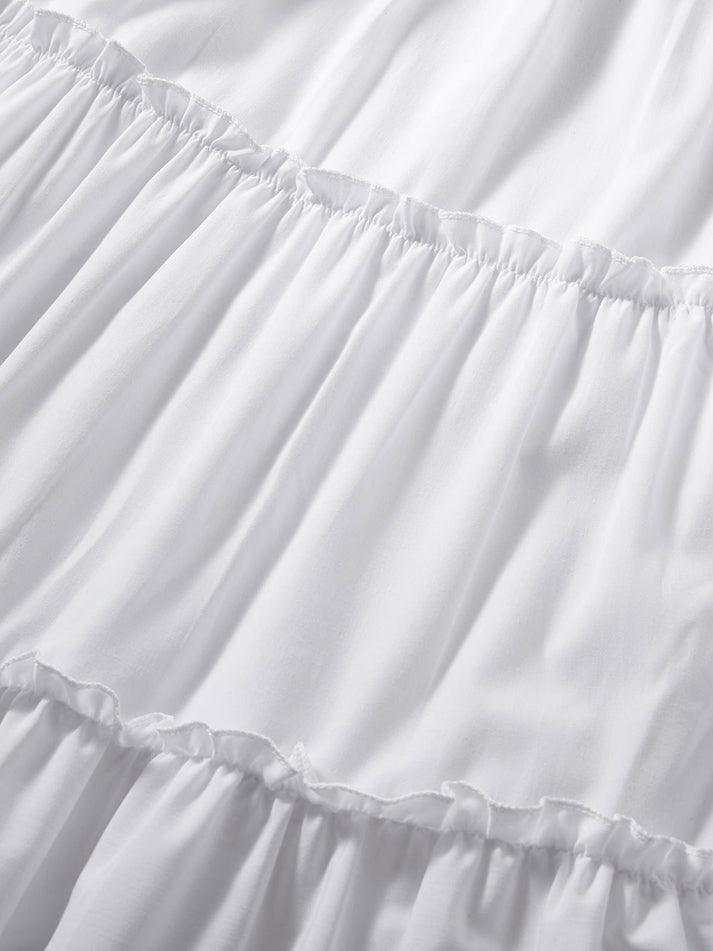Solid Color Tiered Midi Skirt