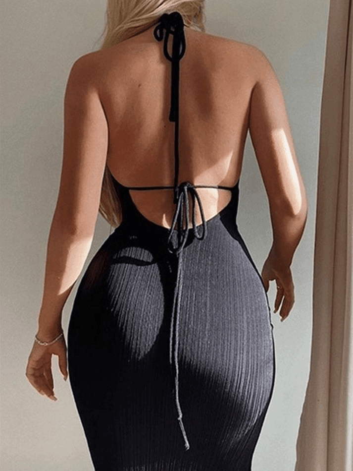 Tie Strap Ribbed Maxi Dress