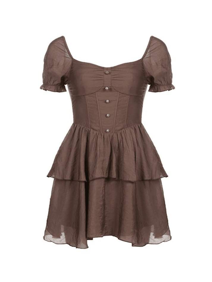 Tiered Puff Sleeve Corset Mini Dress