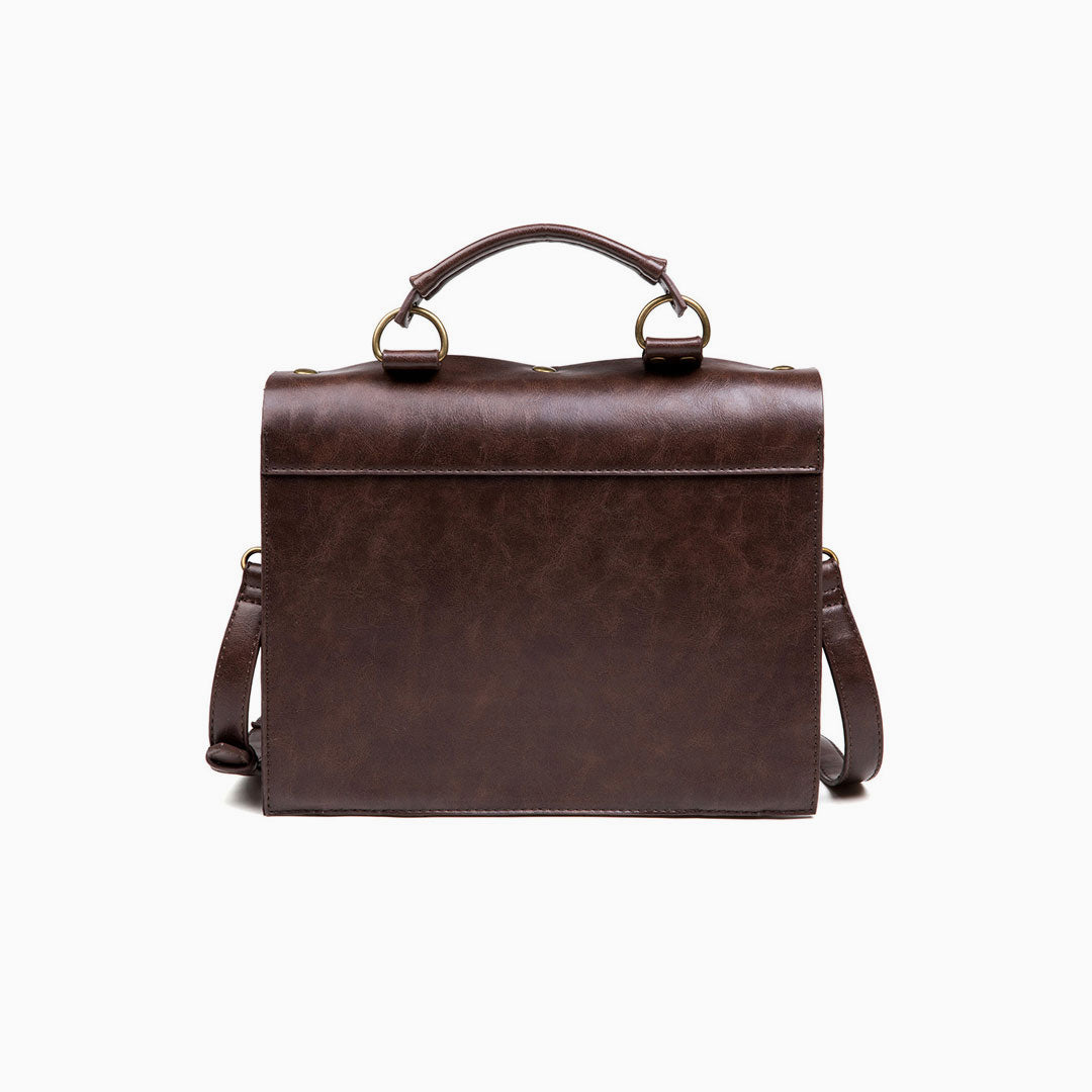 Time Fly Back Clock Trim Crossbody Messager Bag - Coffee