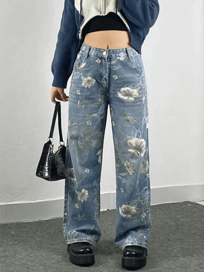 Vintage Floral Baggy Boyfriend Jeans