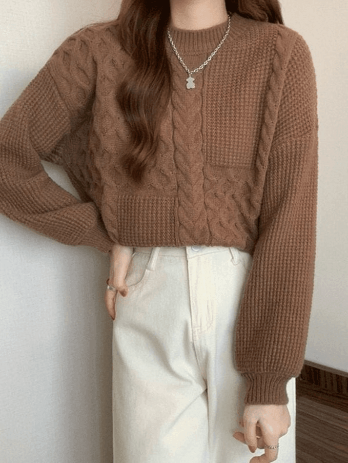 Vintage Long Sleeve Cable Knit Sweater