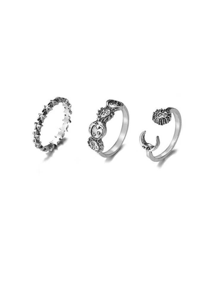 Vintage Sun Moon Star Ring Set