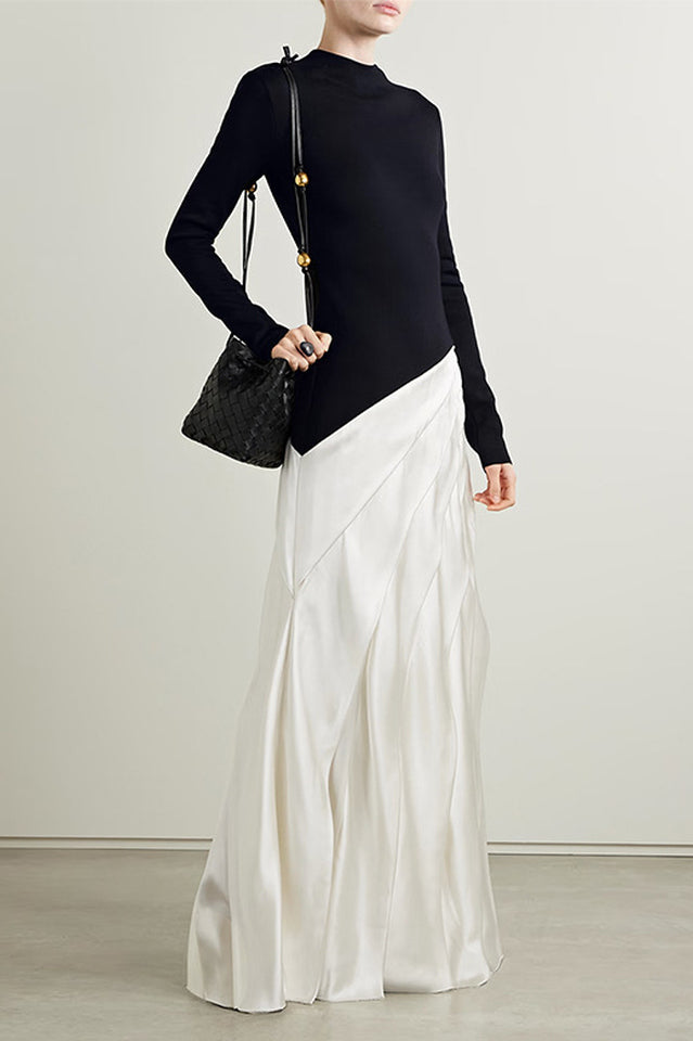 Ismay Paneled Silk & Pleated Satin Maxi Dress