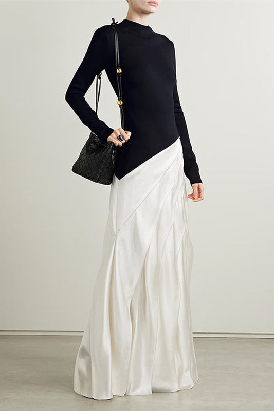 Ismay Paneled Silk & Pleated Satin Maxi Dress