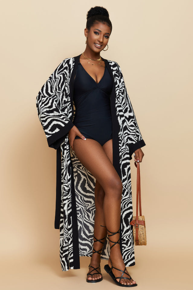Print Belted Kimono Dress