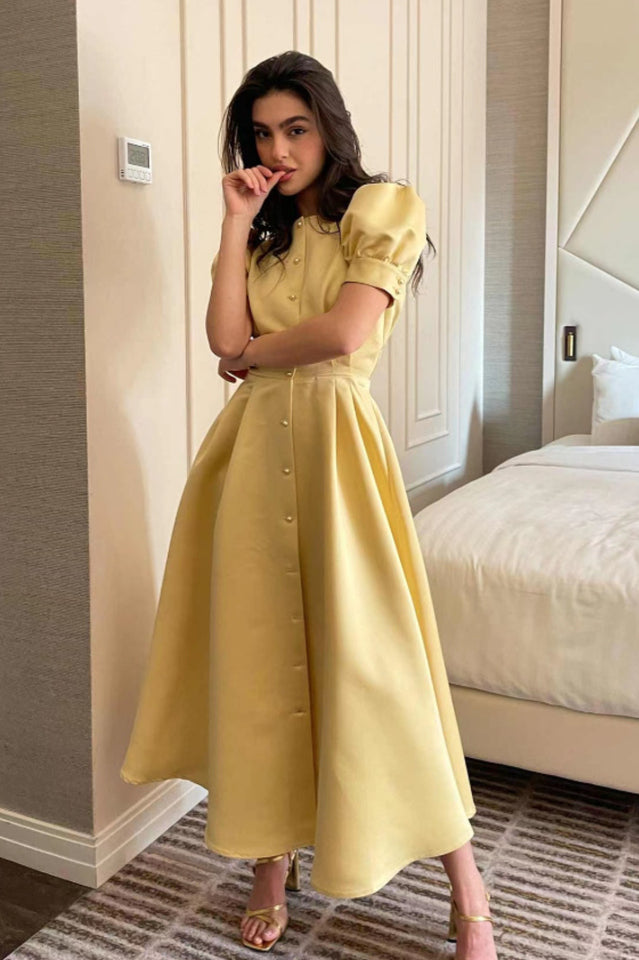 Button Front Midi Dress