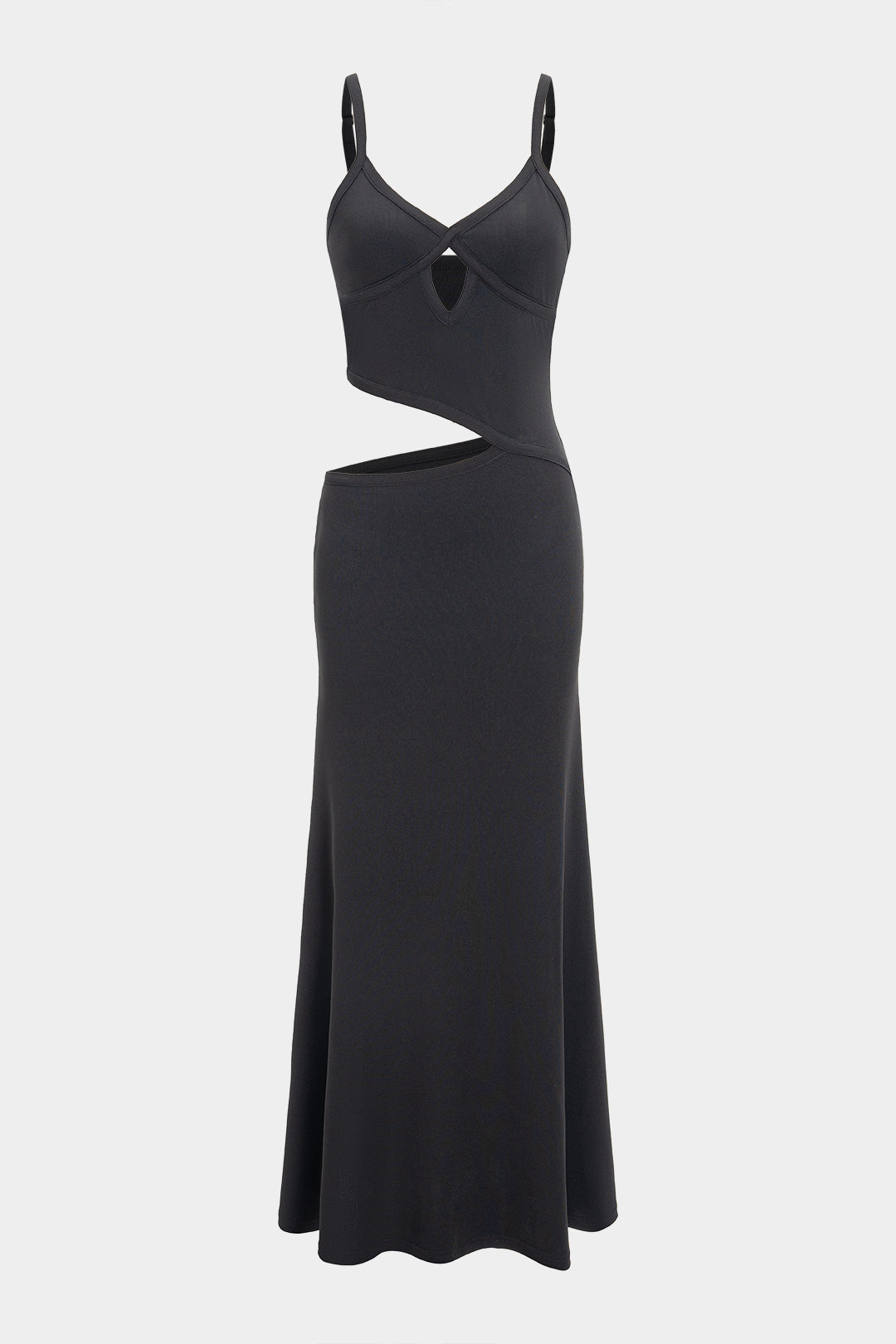 Cut Out V-Neck Patchwork Sleeveless Slip Maxi Dress