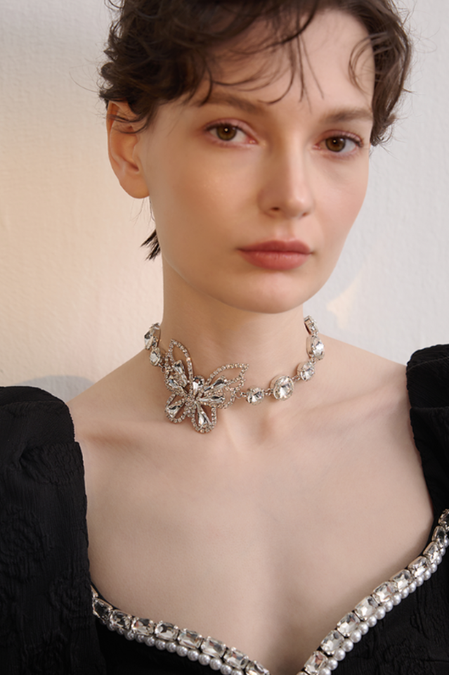 Butterfly Charm Choker Necklace