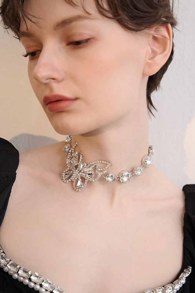 Butterfly Charm Choker Necklace