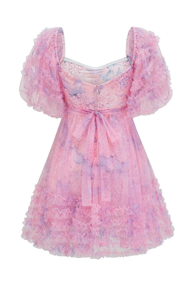 Raquel Bubble-Sleeve Mini Dress