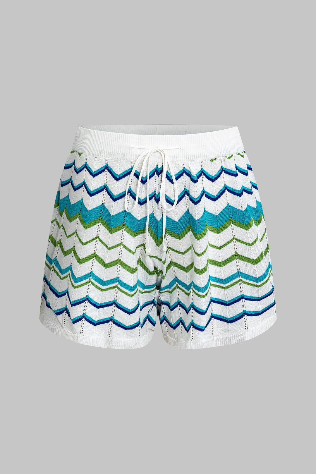 Contrast Knit Top And Drawstring Shorts Set