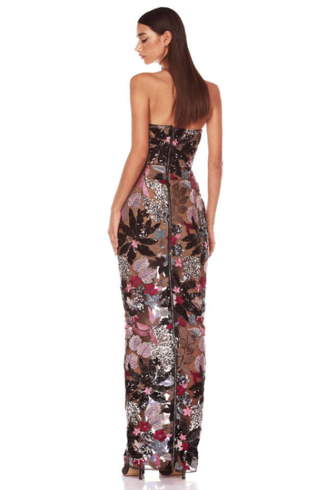 Dahlia Leona Embroidered Strapless Maxi Dress