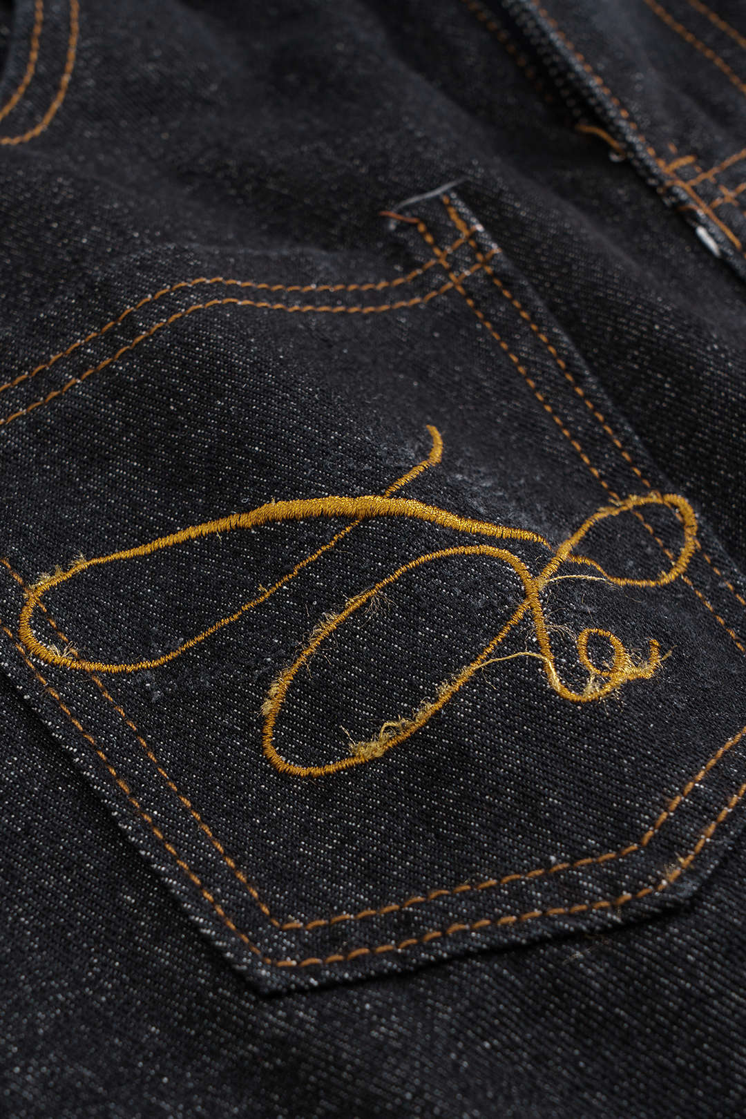 Denim Embroidery Wide Leg Barrel Jeans